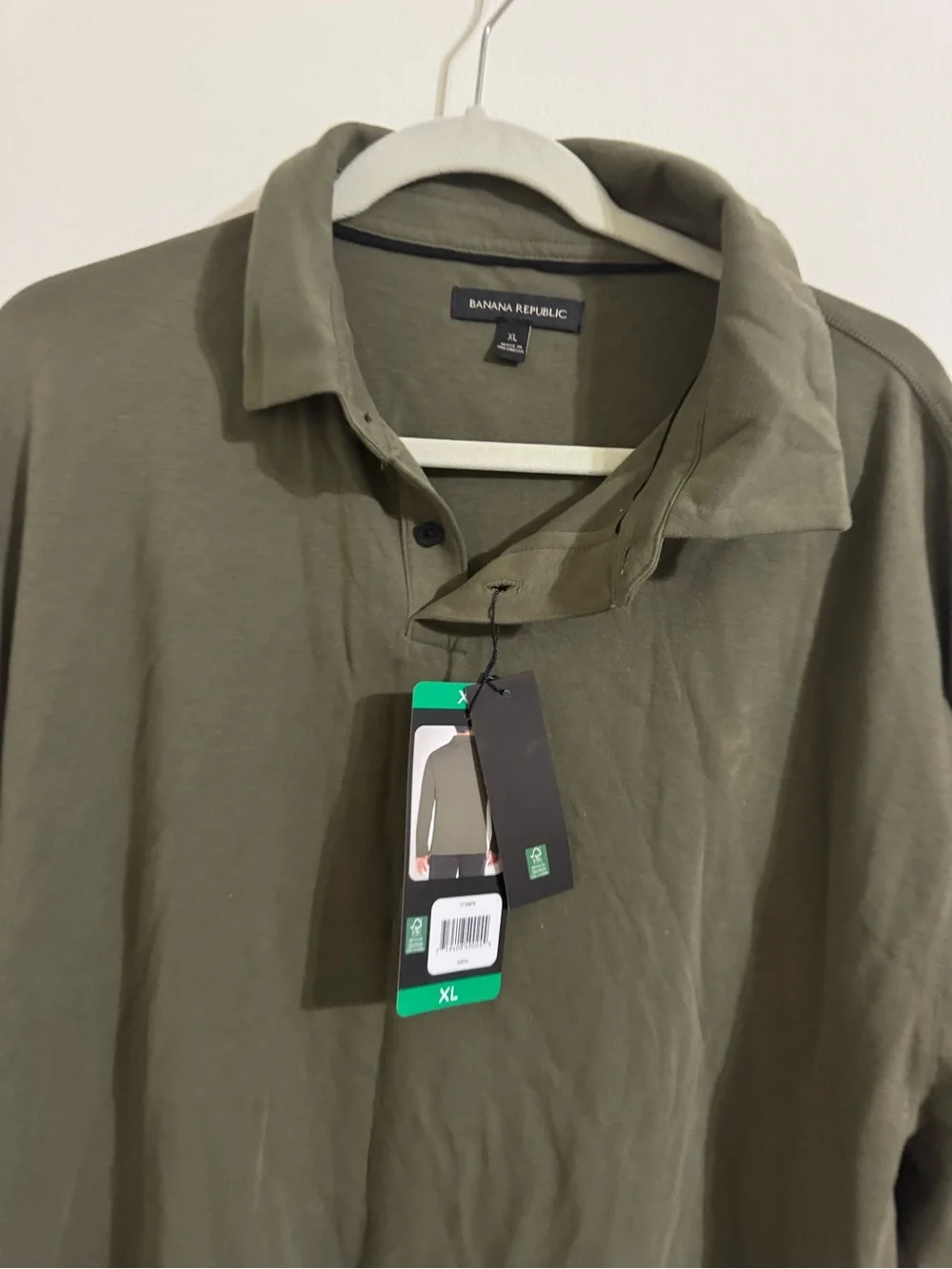Banana Republic Olive Green Long-Sleeve Polo